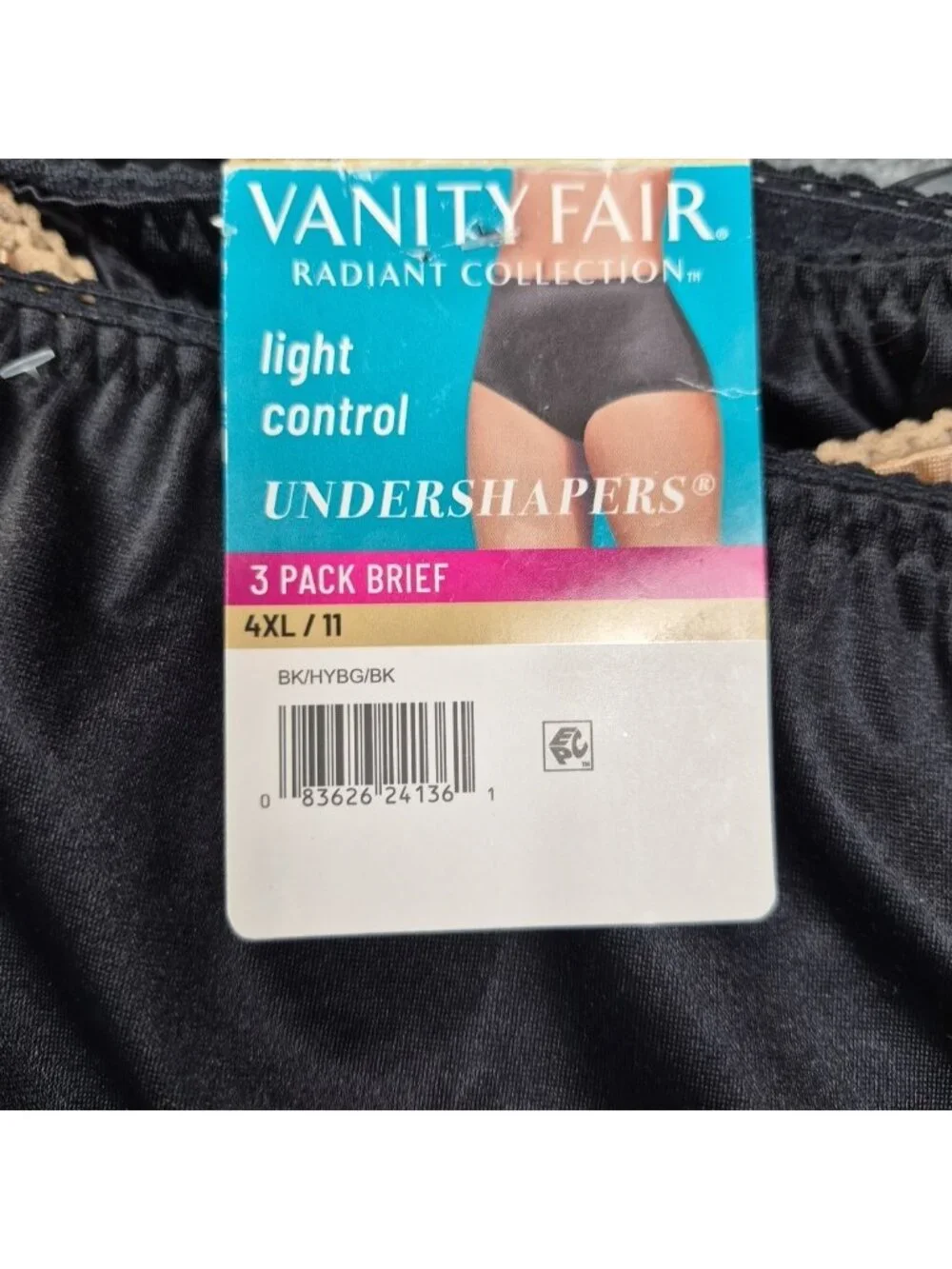 NEW 4XL Vanity Fair Radiant Collection 3 Pair‎ Briefs Undershapers Black & Beige